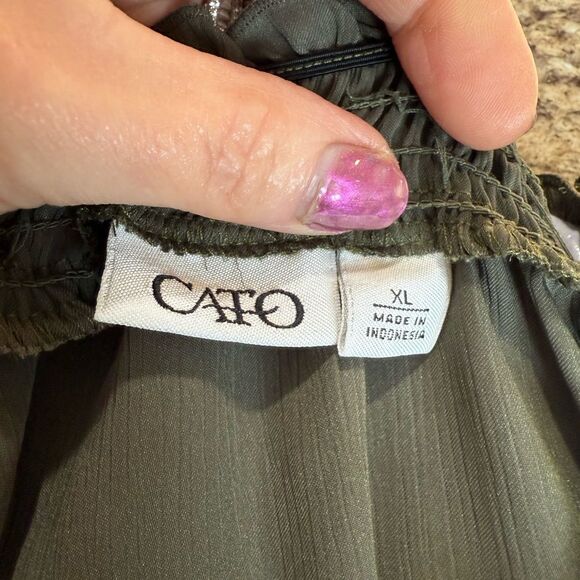 Cato Green Puff Sleeve Ruffled Blouse - Picture 9 of 9